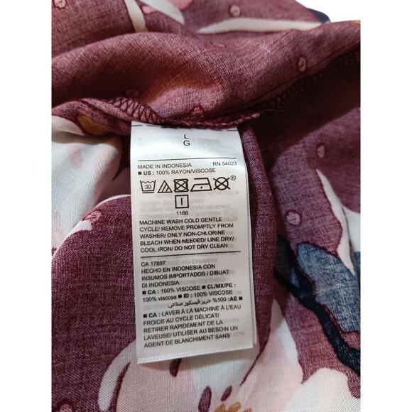 NEW OLD NAVY Burgundy Floral Boho Peasant Top Blouse Tunic Large Flowy Tucks - Picture 6 of 9